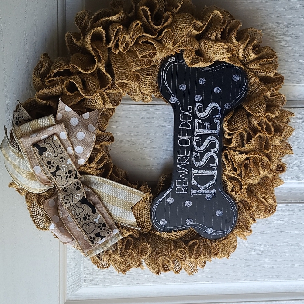 Beware of dog kisses wreath